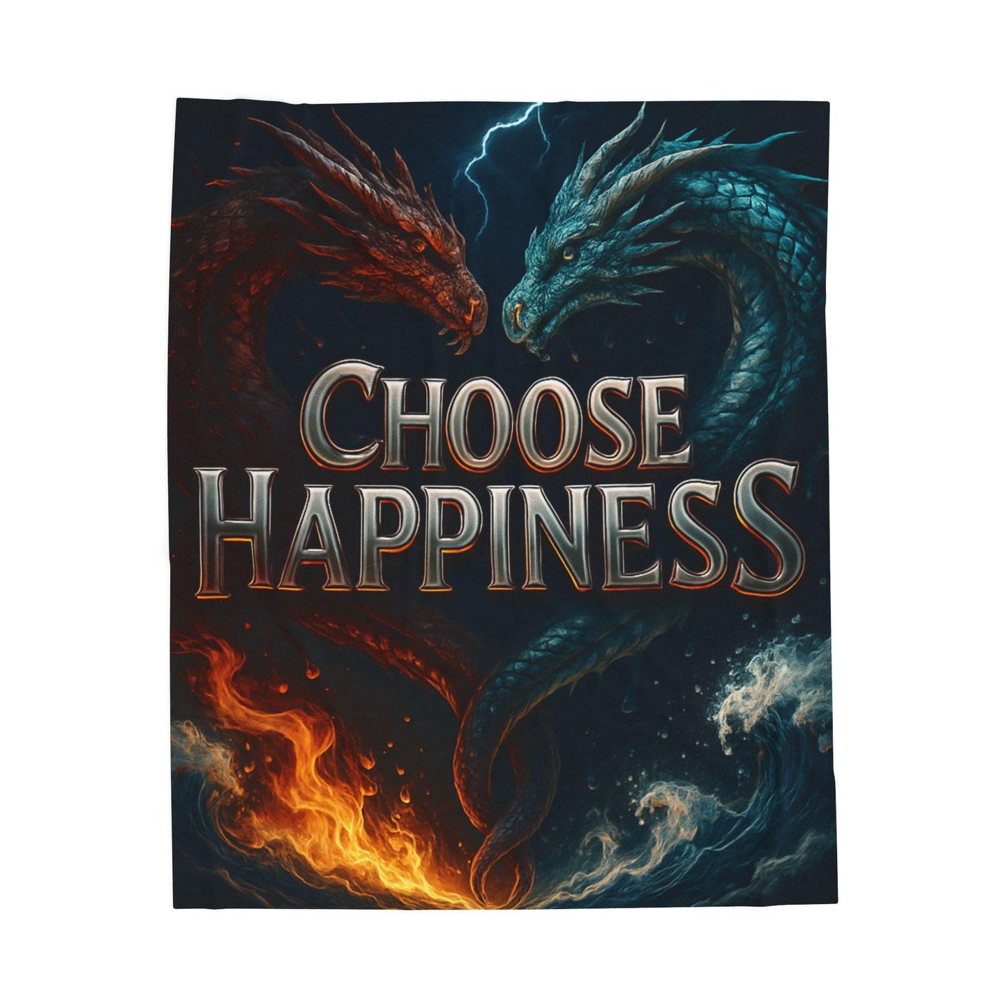 Choose Happiness dragons | fire and ice dragon art velveteen plush blanket