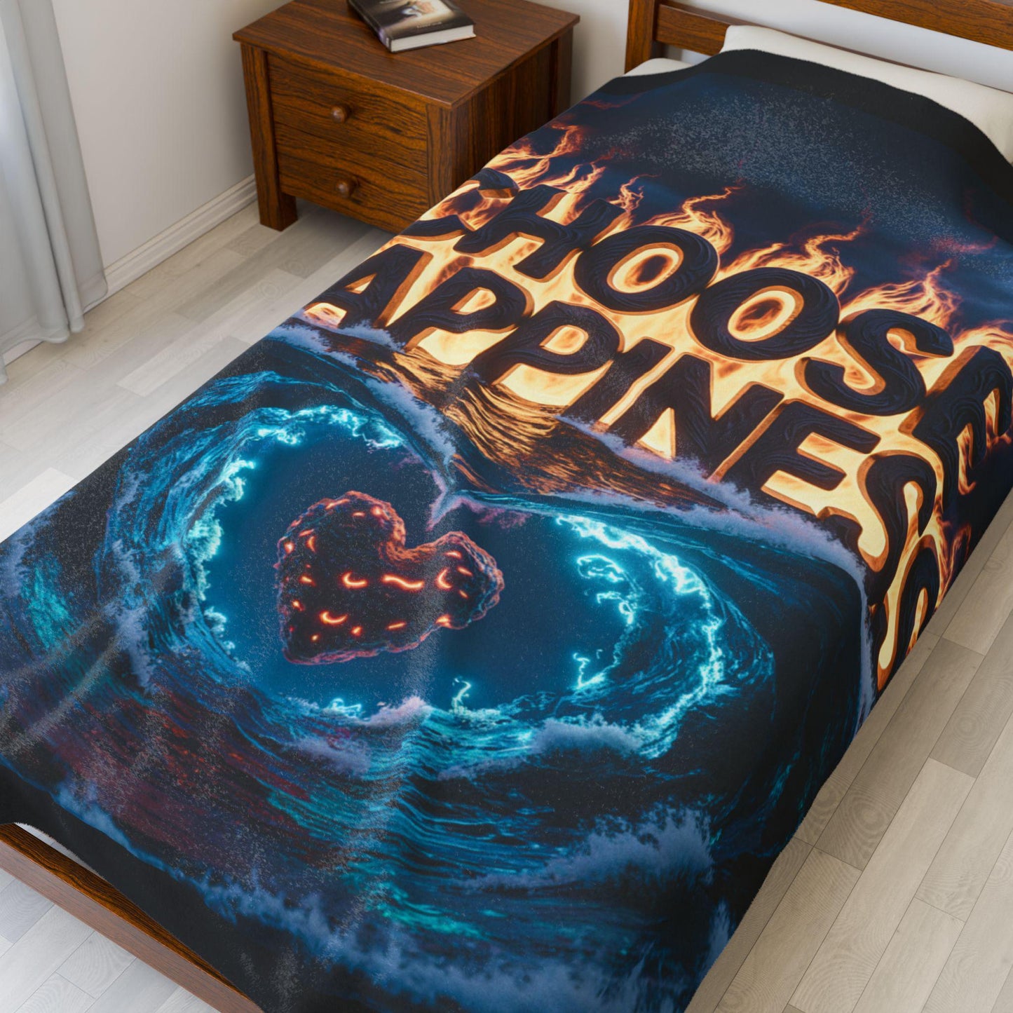 Choose Happiness Velveteen Plush Blanket