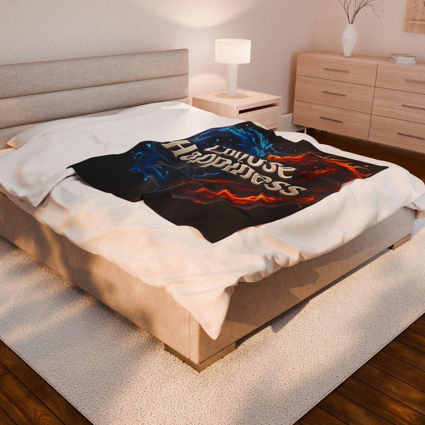 Velveteen Plush Blanket, Choose Happiness, Cozy Throw Blanket, Positive Vibes Bedding