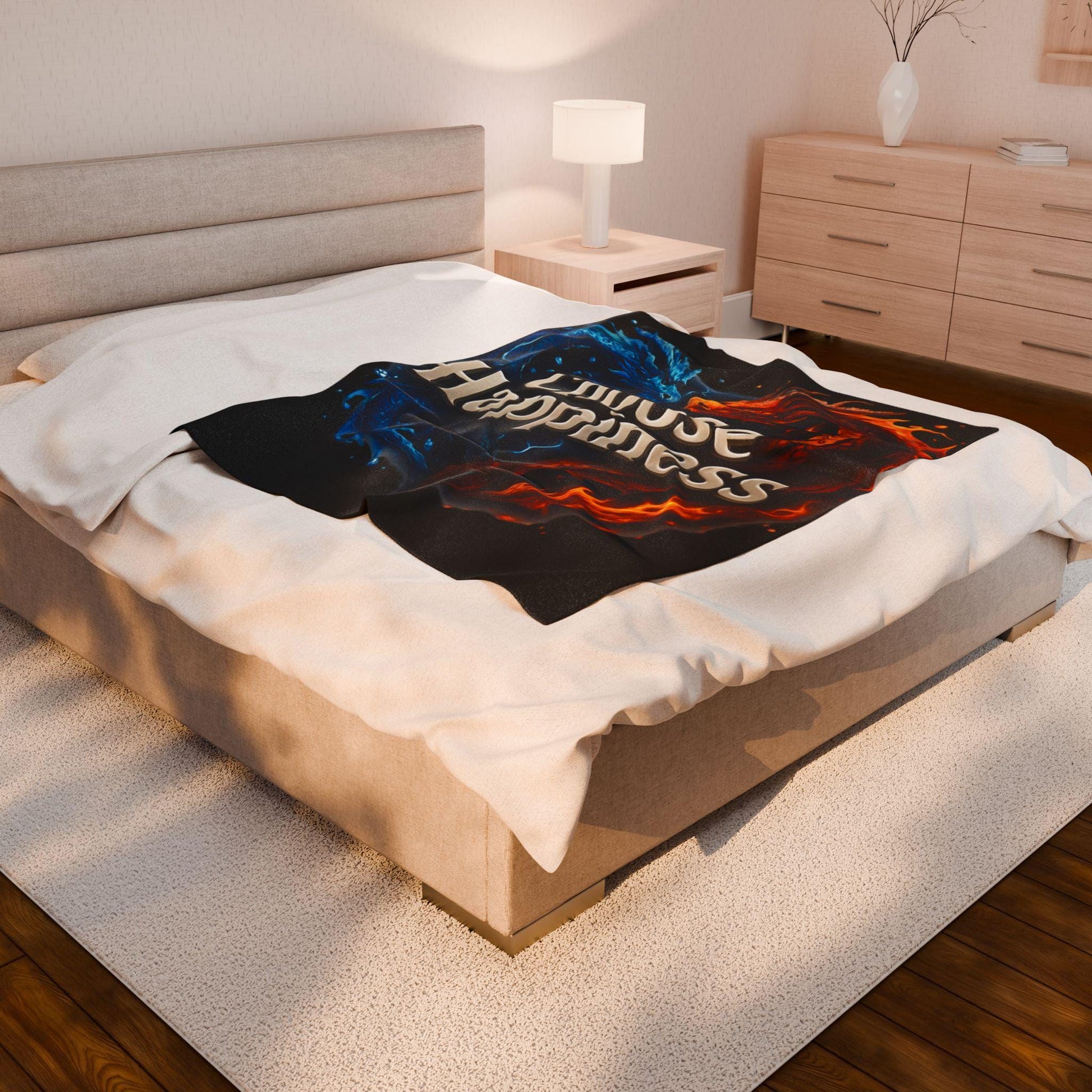 Velveteen Plush Blanket, Choose Happiness, Cozy Throw Blanket, Positive Vibes Bedding