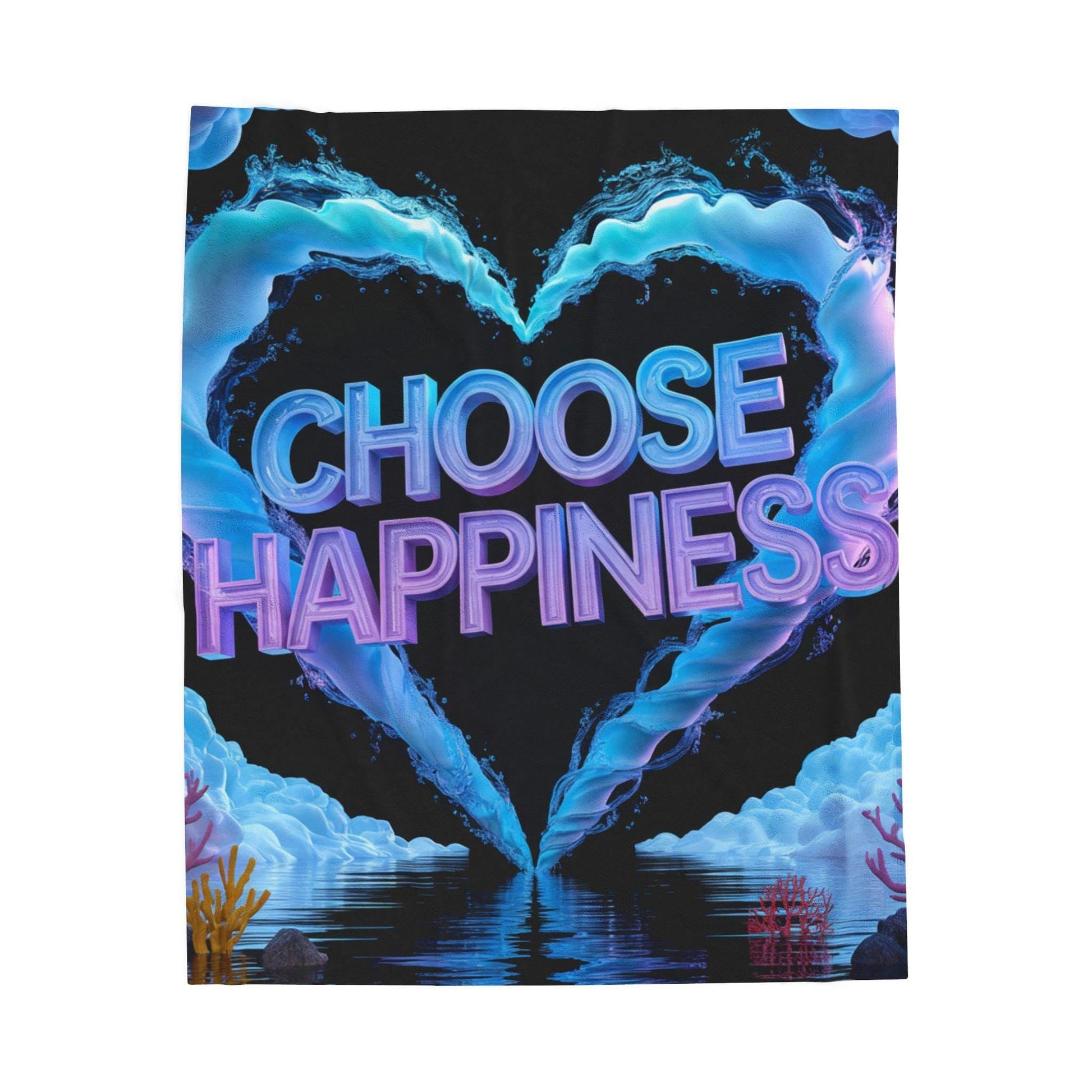 Velveteen Plush Blanket, Cozy Throw, Choose Happiness Blanket