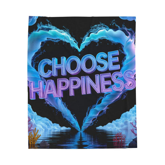 Velveteen Plush Blanket, Cozy Throw, Choose Happiness Blanket