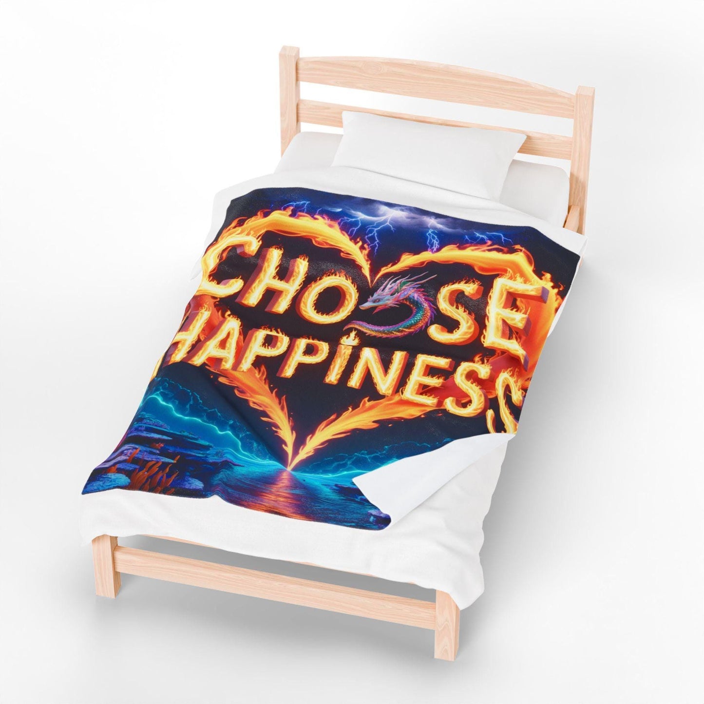 Velveteen Plush Blanket, Choose Happiness, Cozy Throw, Positive Vibes Home Decor, Gift Idea