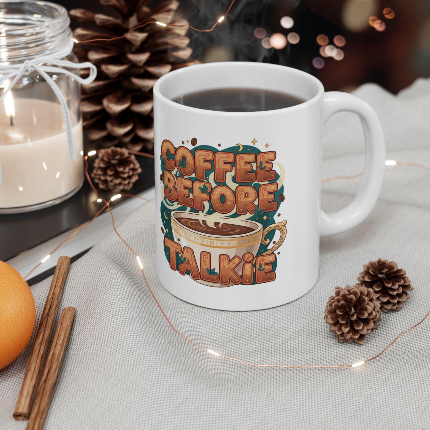 Coffee Before Talkie Mug | Illustrated Coffee Cup Typography