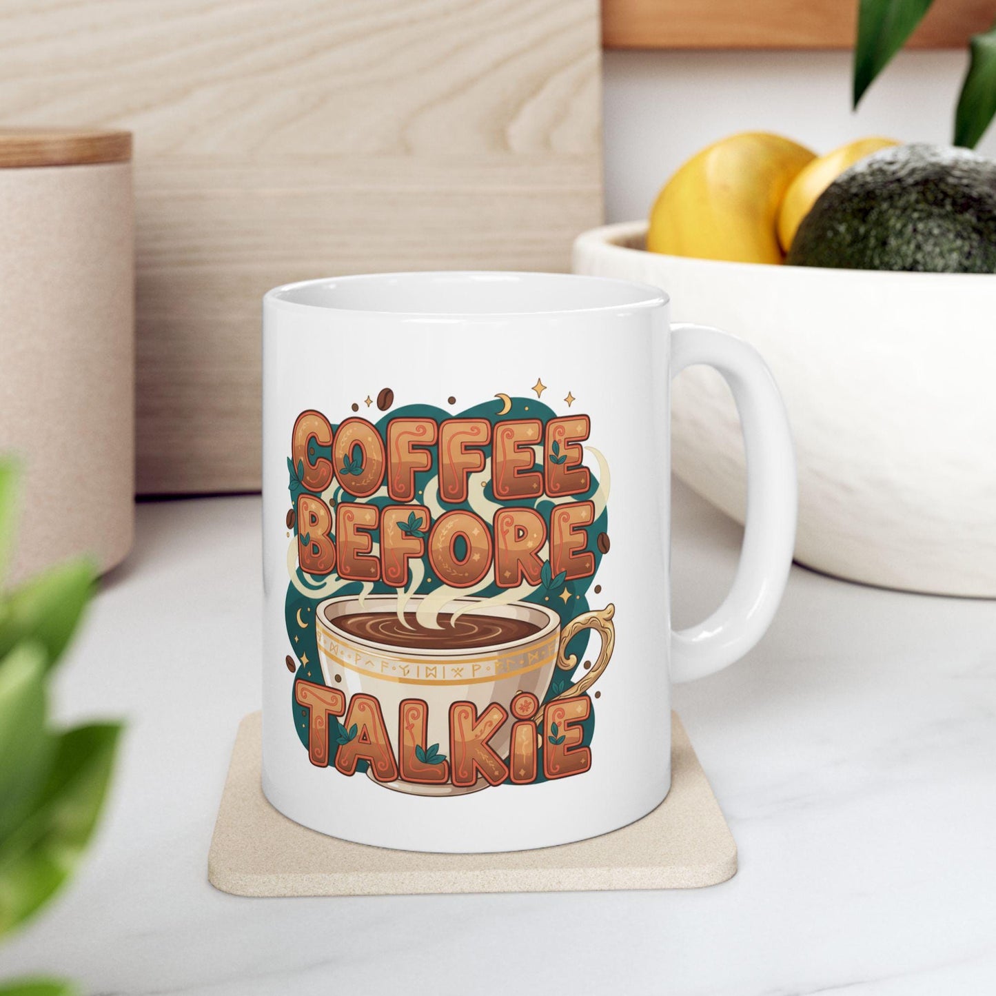 Coffee Before Talkie Mug | Illustrated Coffee Cup Typography