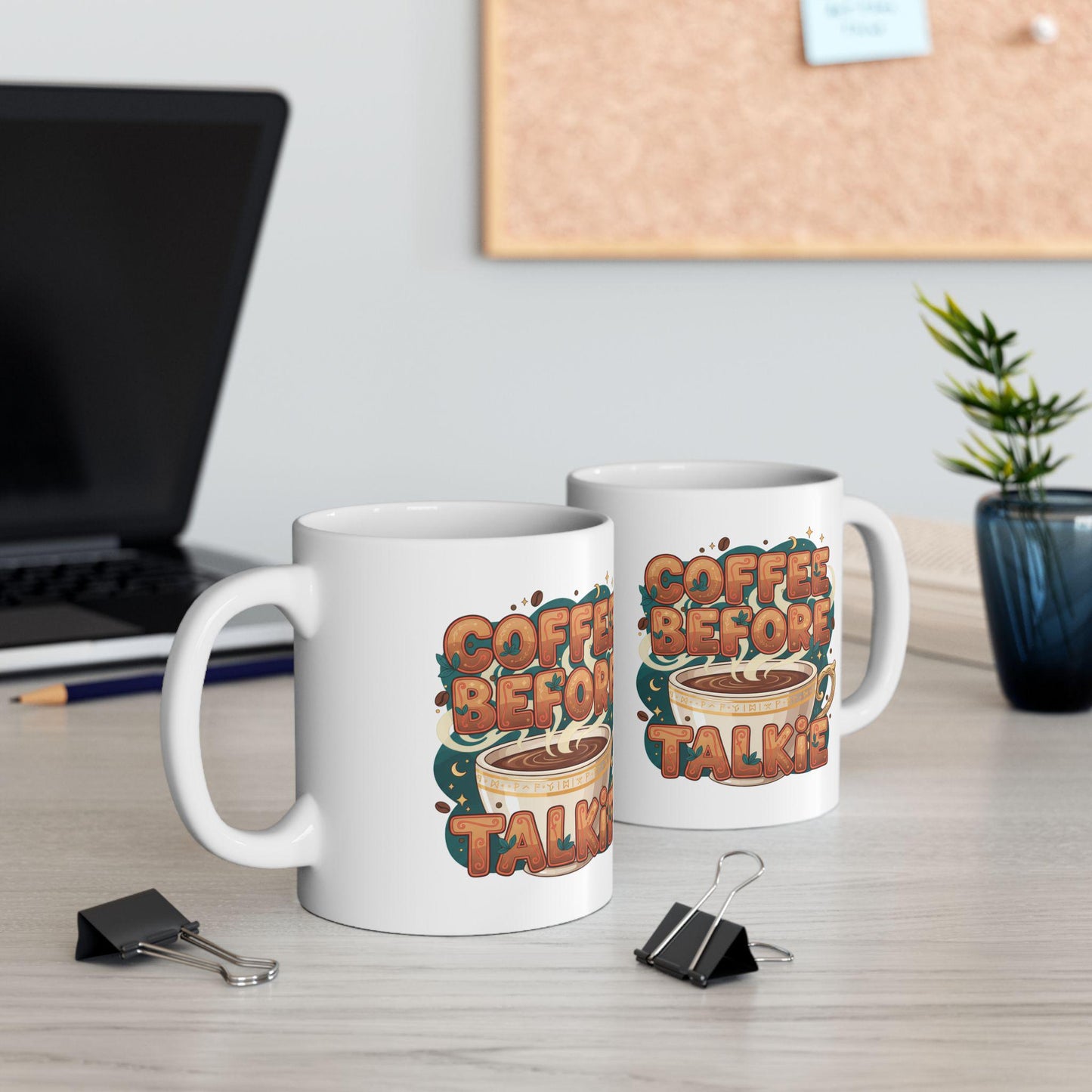 Coffee Before Talkie Mug | Illustrated Coffee Cup Typography