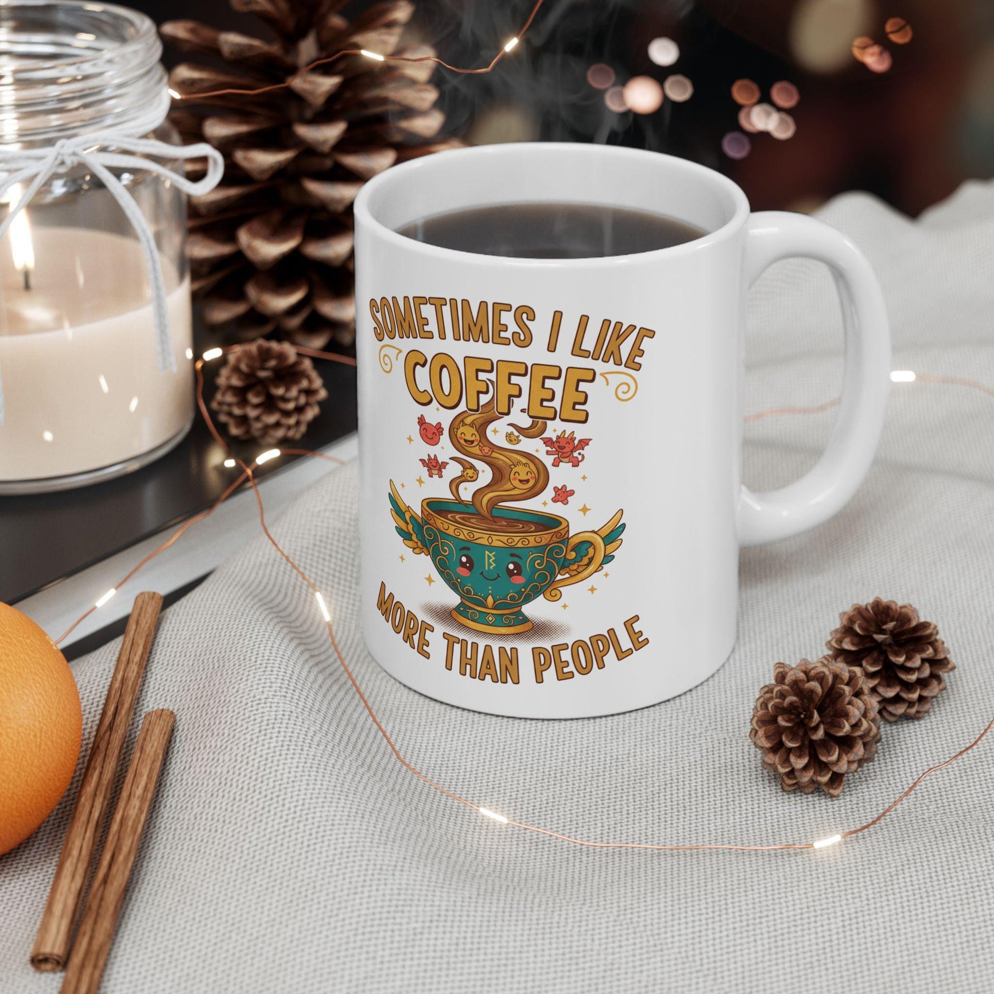 Something Like Coffee But Cooler mug | Illustrated coffee cup design