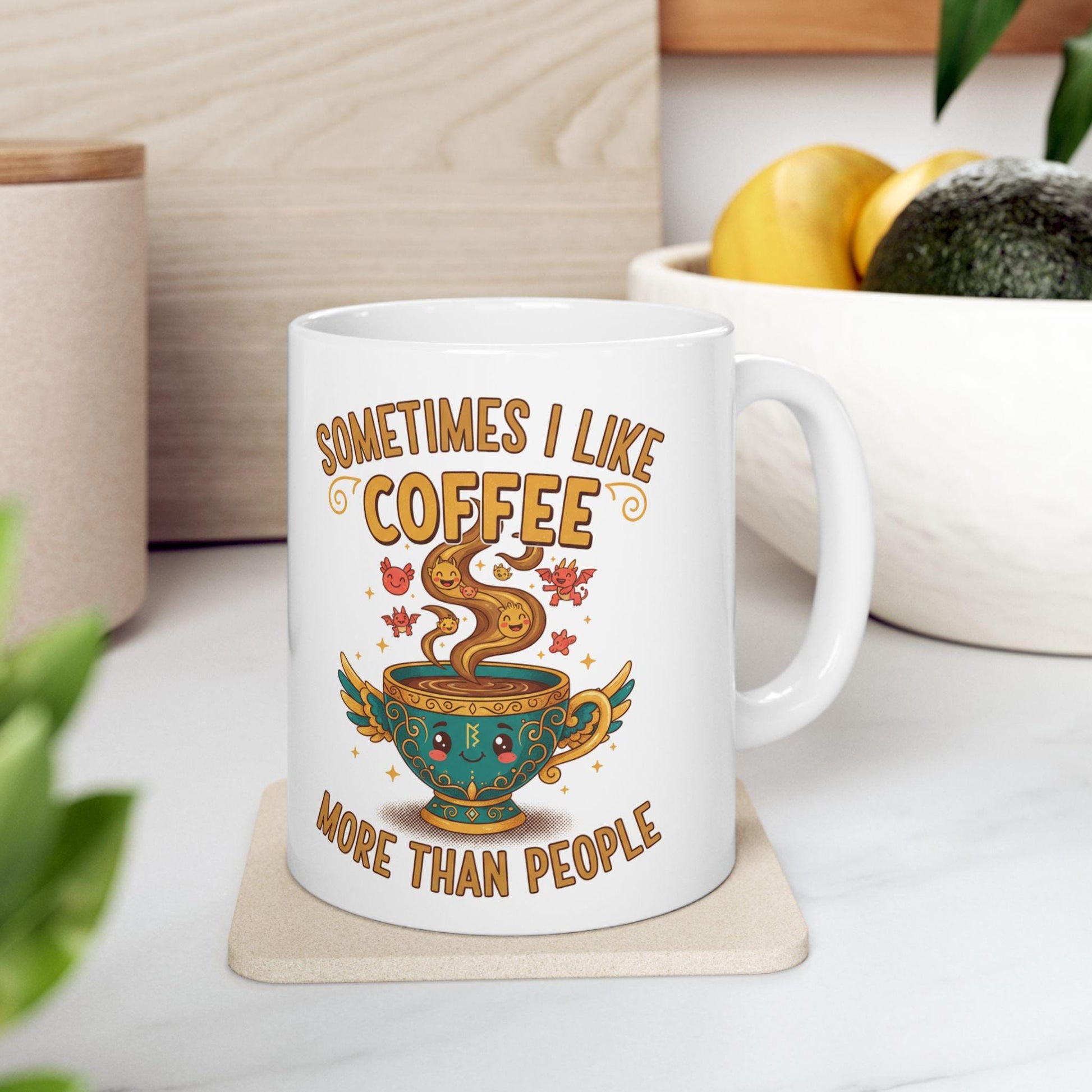 Something Like Coffee But Cooler mug | Illustrated coffee cup design