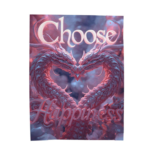 Choose Happiness dragon heart Velveteen Plush Blanket | inspirational quote throw