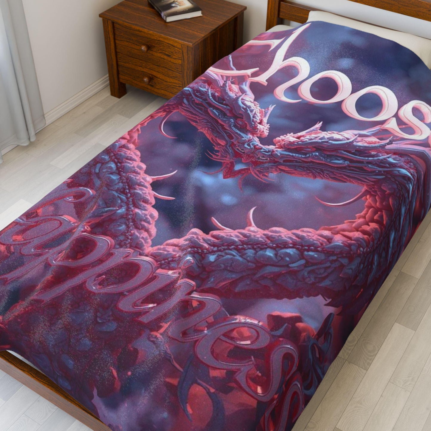Choose Happiness dragon heart Velveteen Plush Blanket | inspirational quote throw