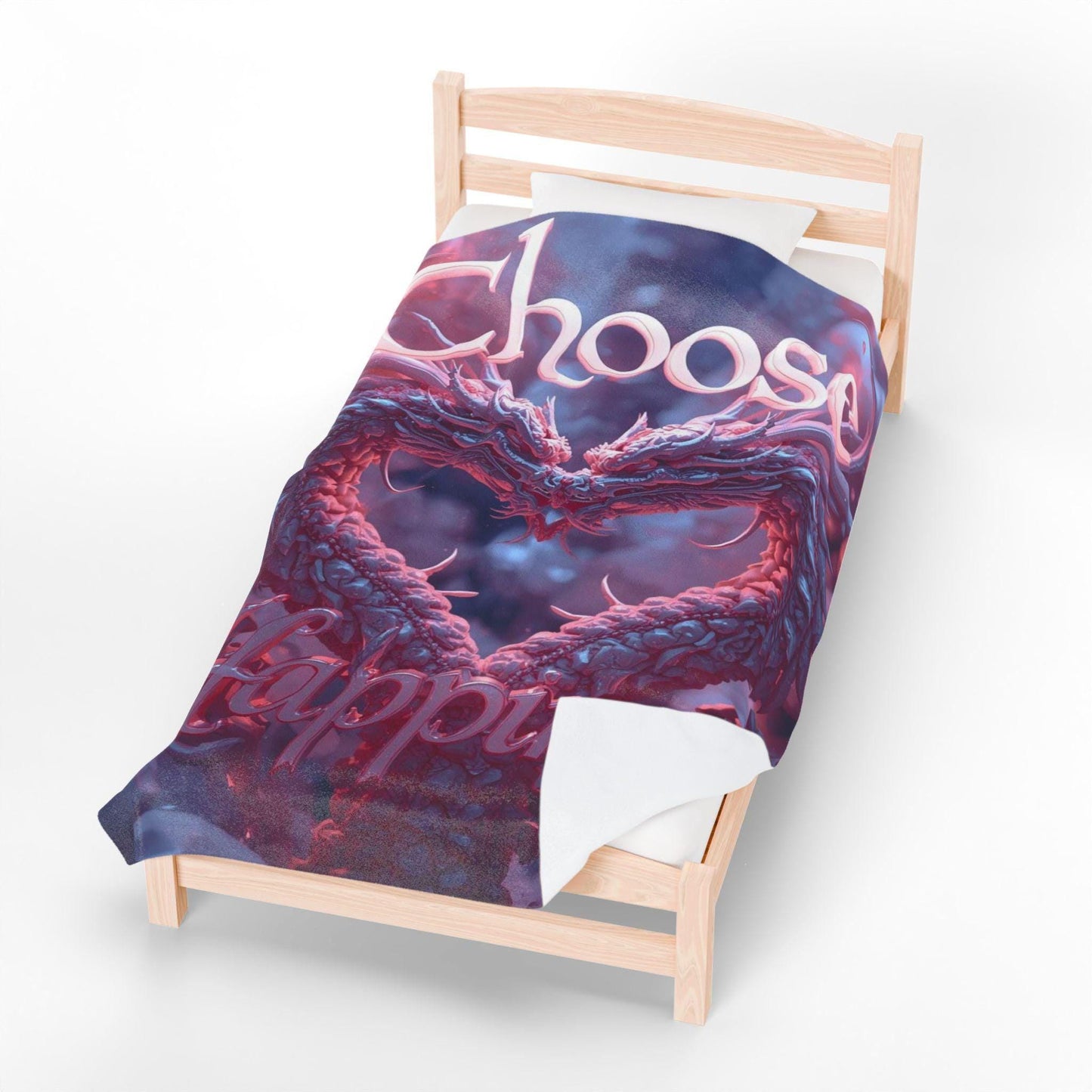 Choose Happiness dragon heart Velveteen Plush Blanket | inspirational quote throw