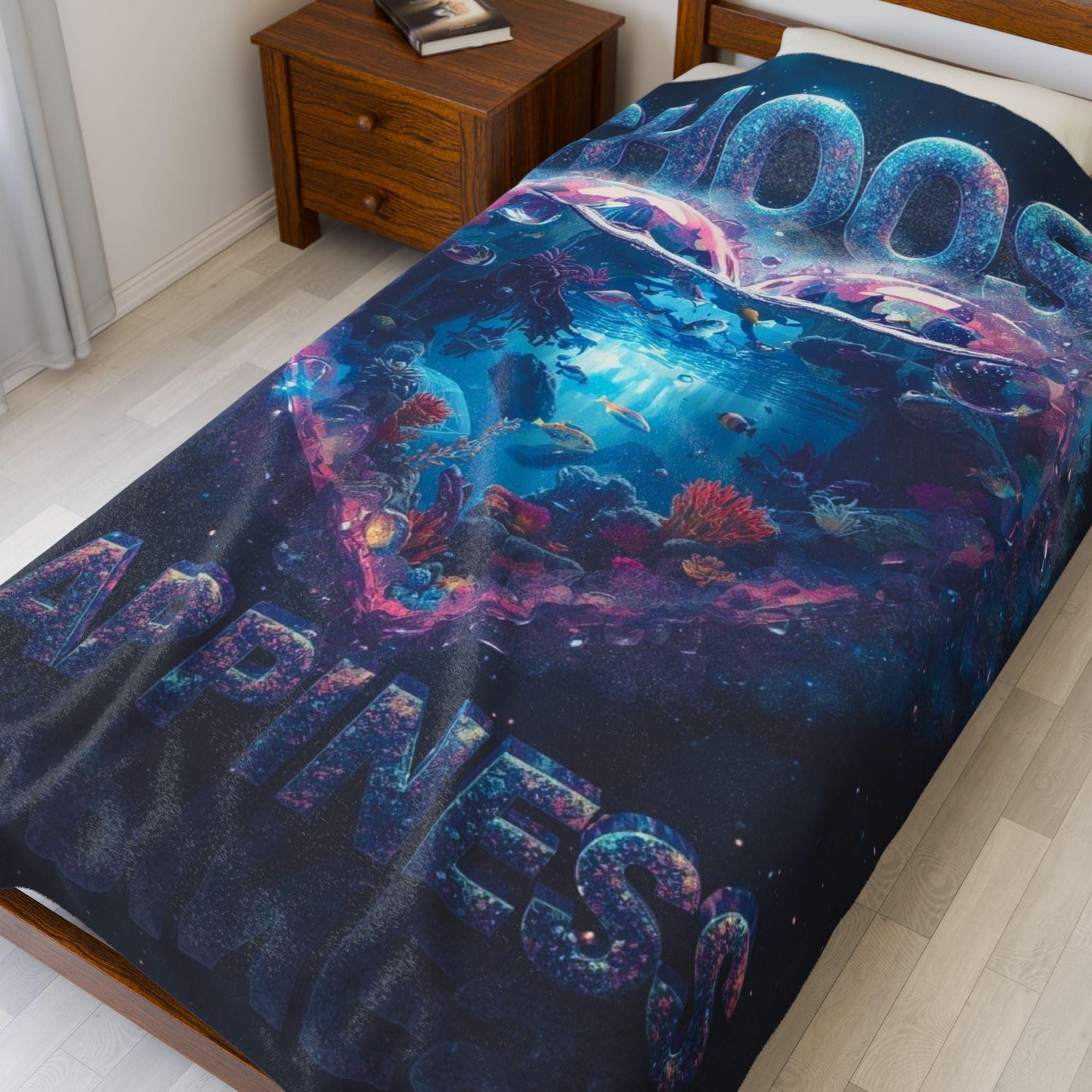 Choose Happiness Velveteen Plush Blanket | Super Soft Cozy Throw