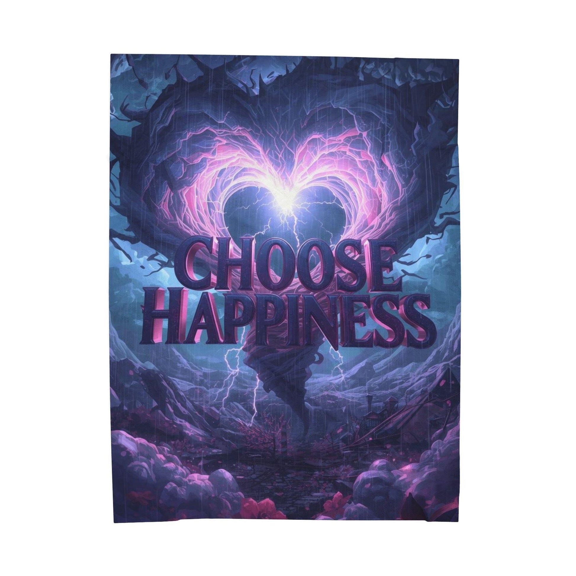 Choose Happiness Velveteen Plush Blanket | Inspirational Quote Throw
