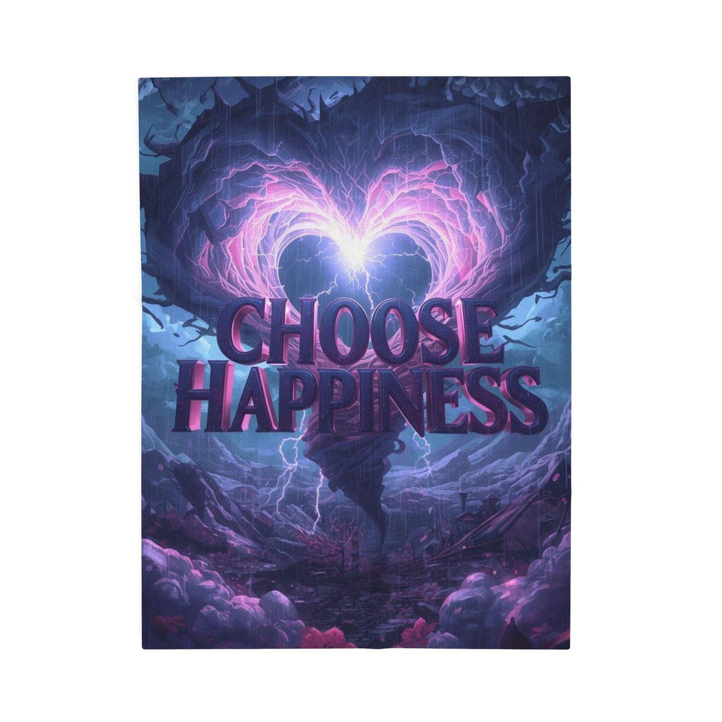 Choose Happiness Velveteen Plush Blanket | Inspirational Quote Throw