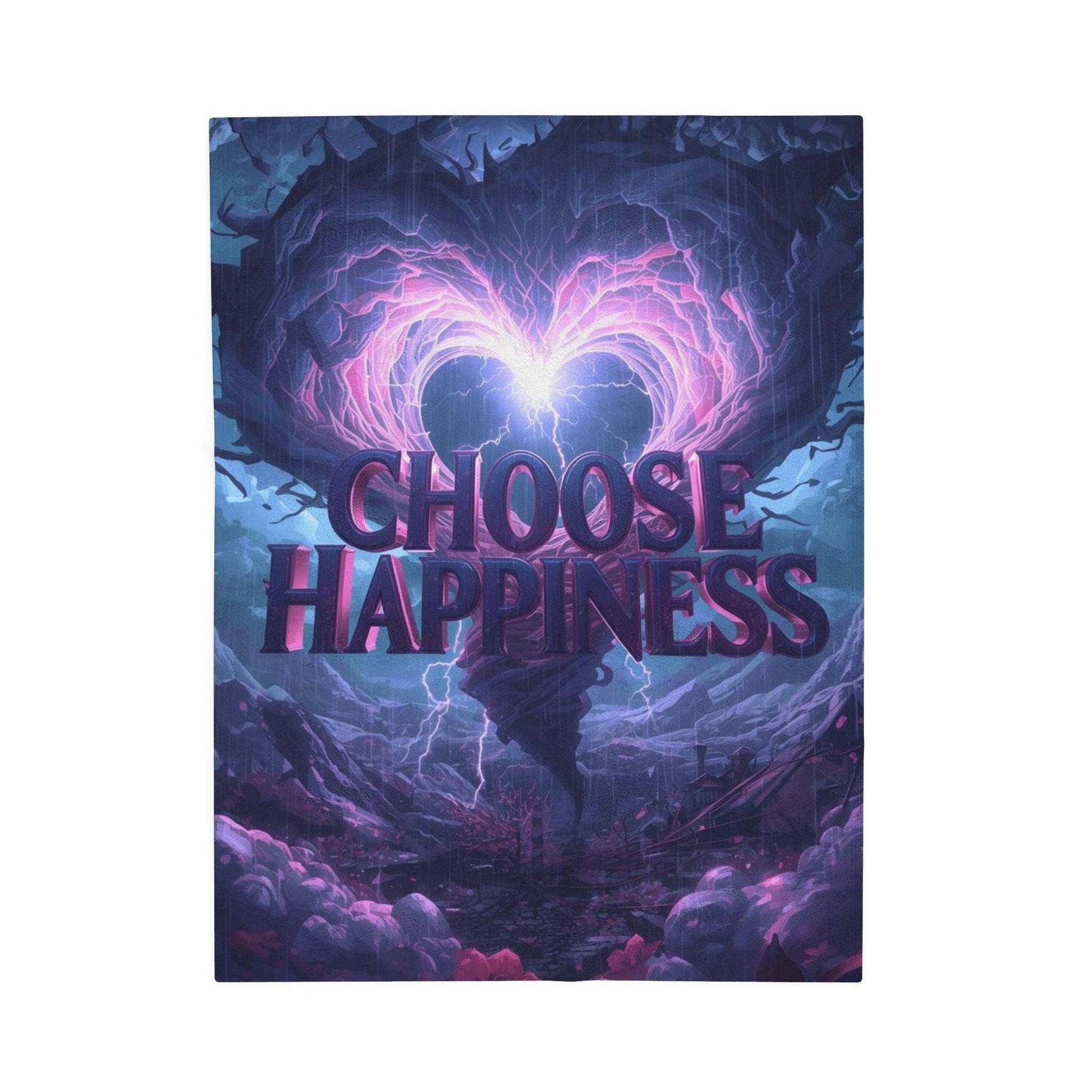 Choose Happiness Velveteen Plush Blanket | Inspirational Quote Throw