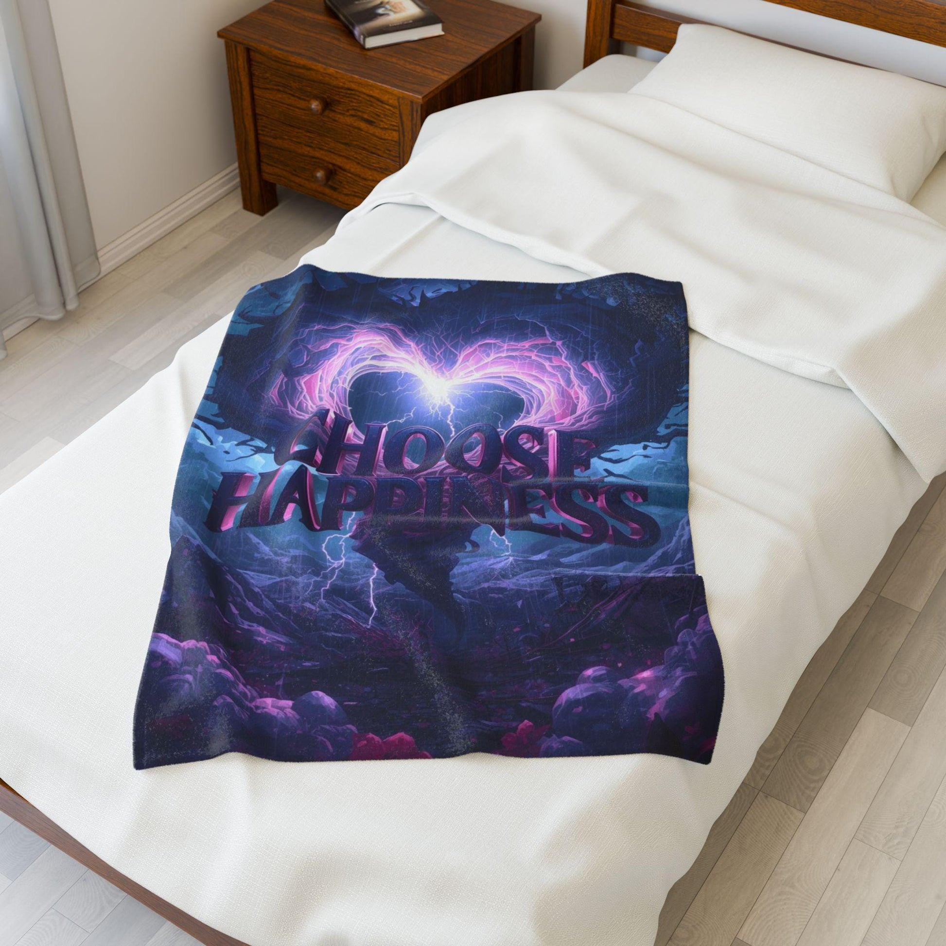 Choose Happiness Velveteen Plush Blanket | Inspirational Quote Throw