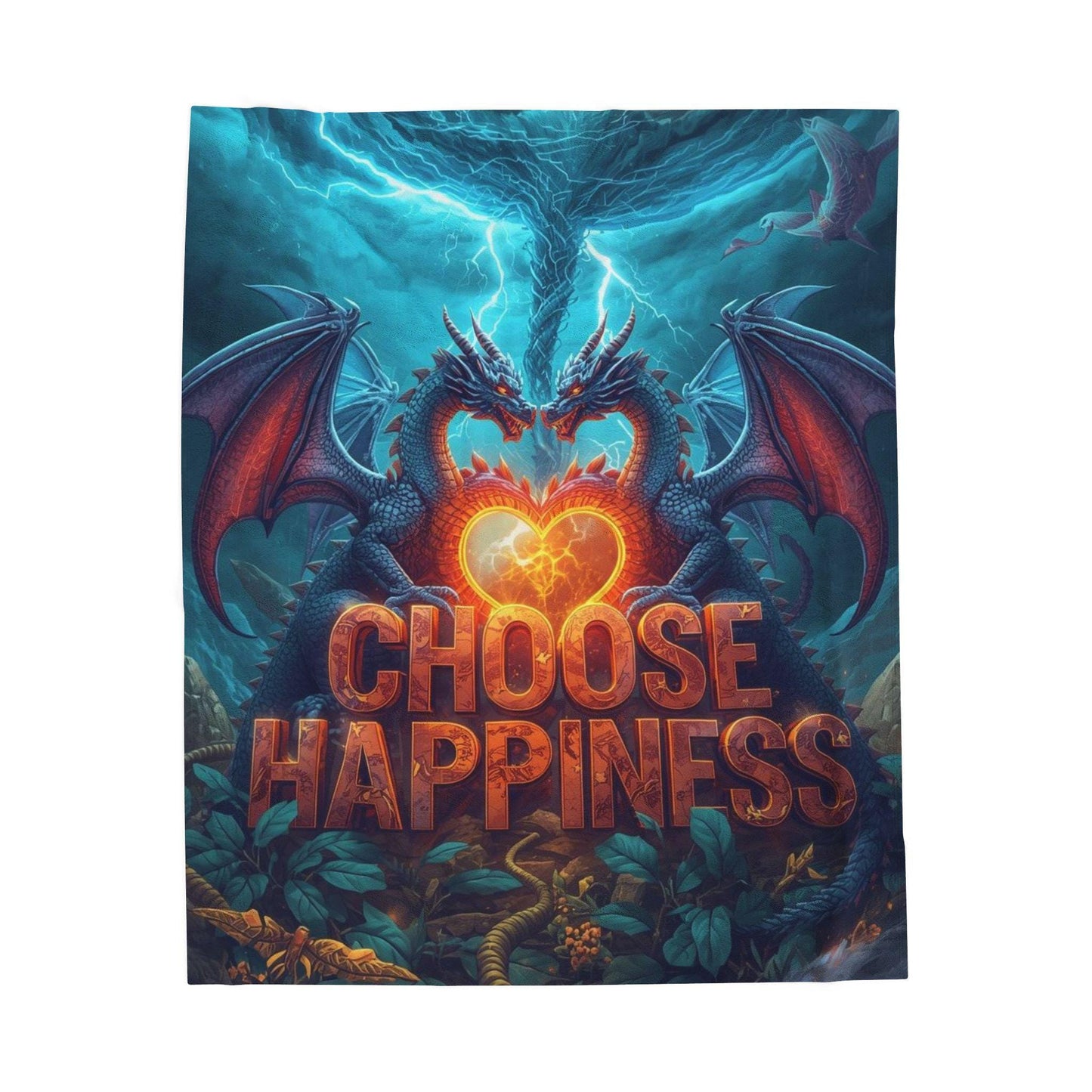 Choose Happiness Velveteen Plush Blanket | Positive Quote Throw