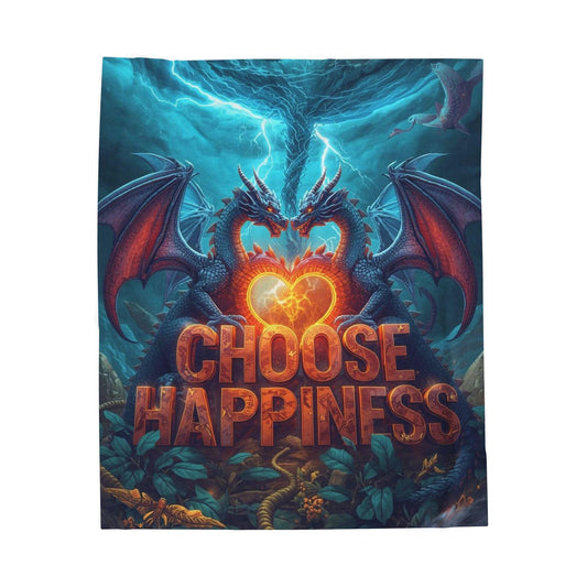Choose Happiness Velveteen Plush Blanket | Positive Quote Throw