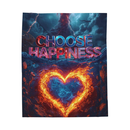 choose happiness Velveteen Plush Blanket