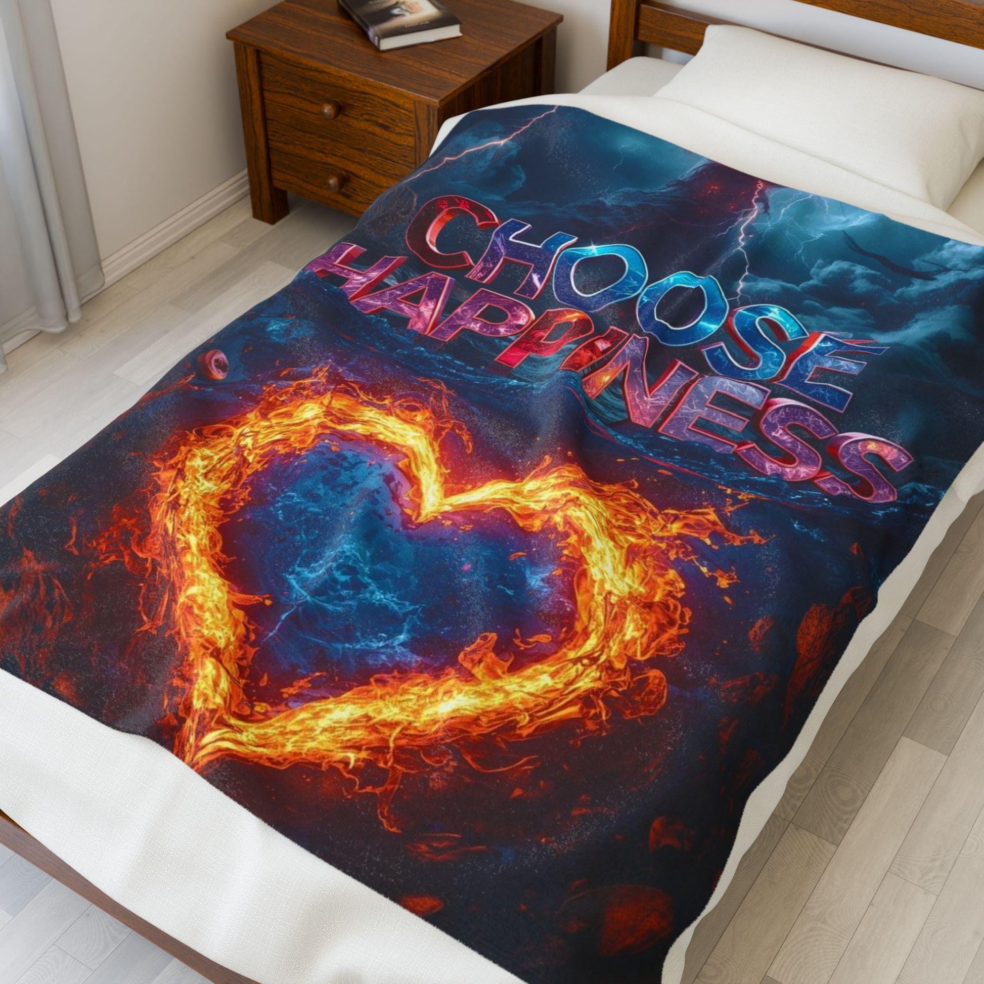 choose happiness Velveteen Plush Blanket