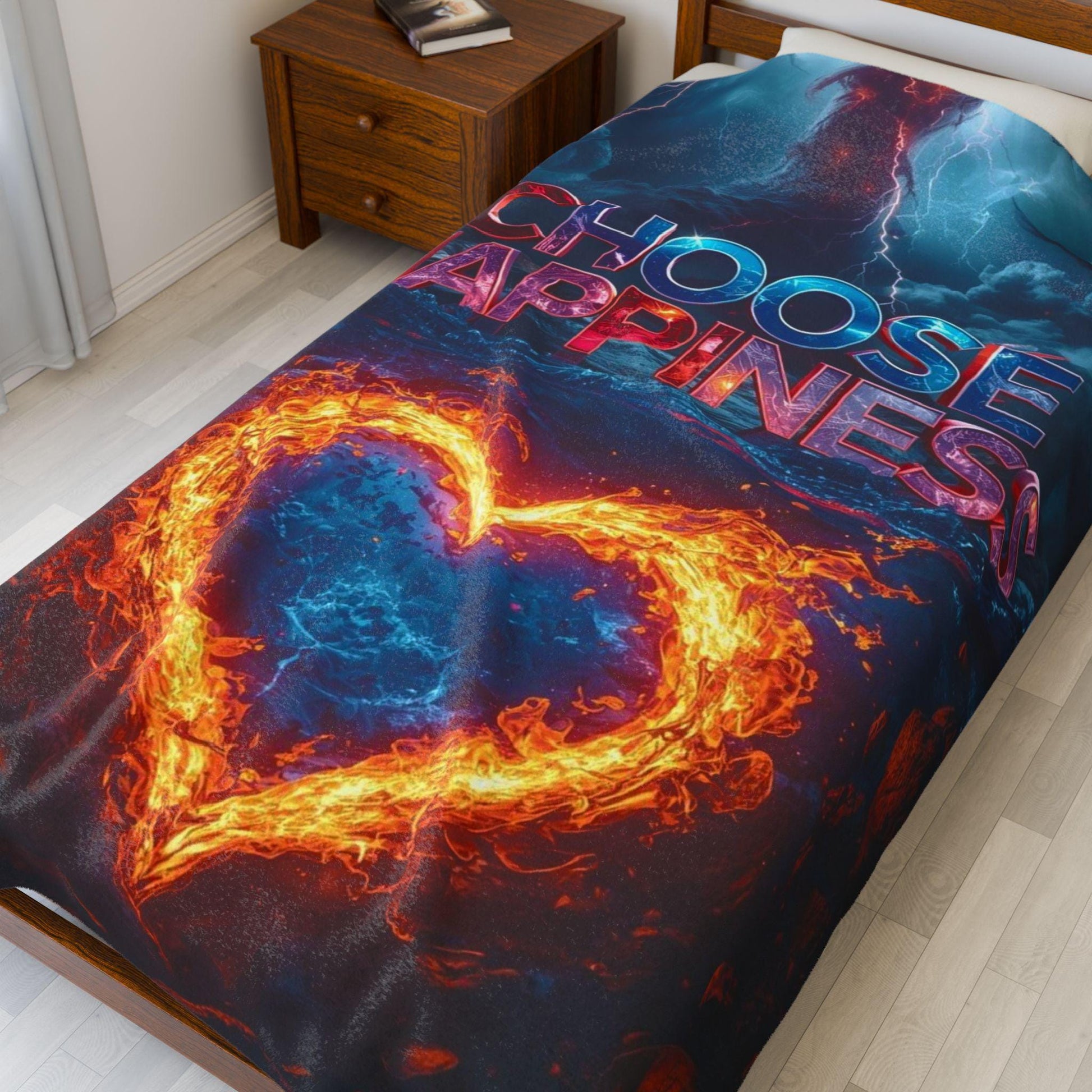 choose happiness Velveteen Plush Blanket