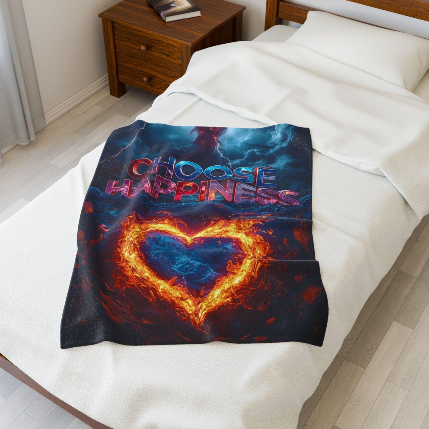 choose happiness Velveteen Plush Blanket