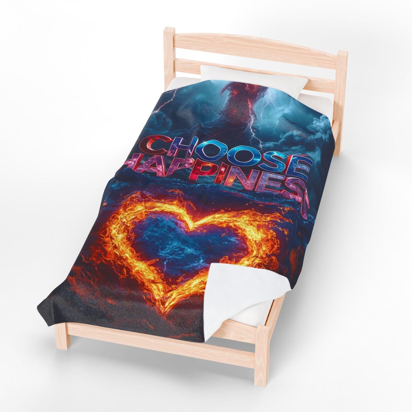 choose happiness Velveteen Plush Blanket