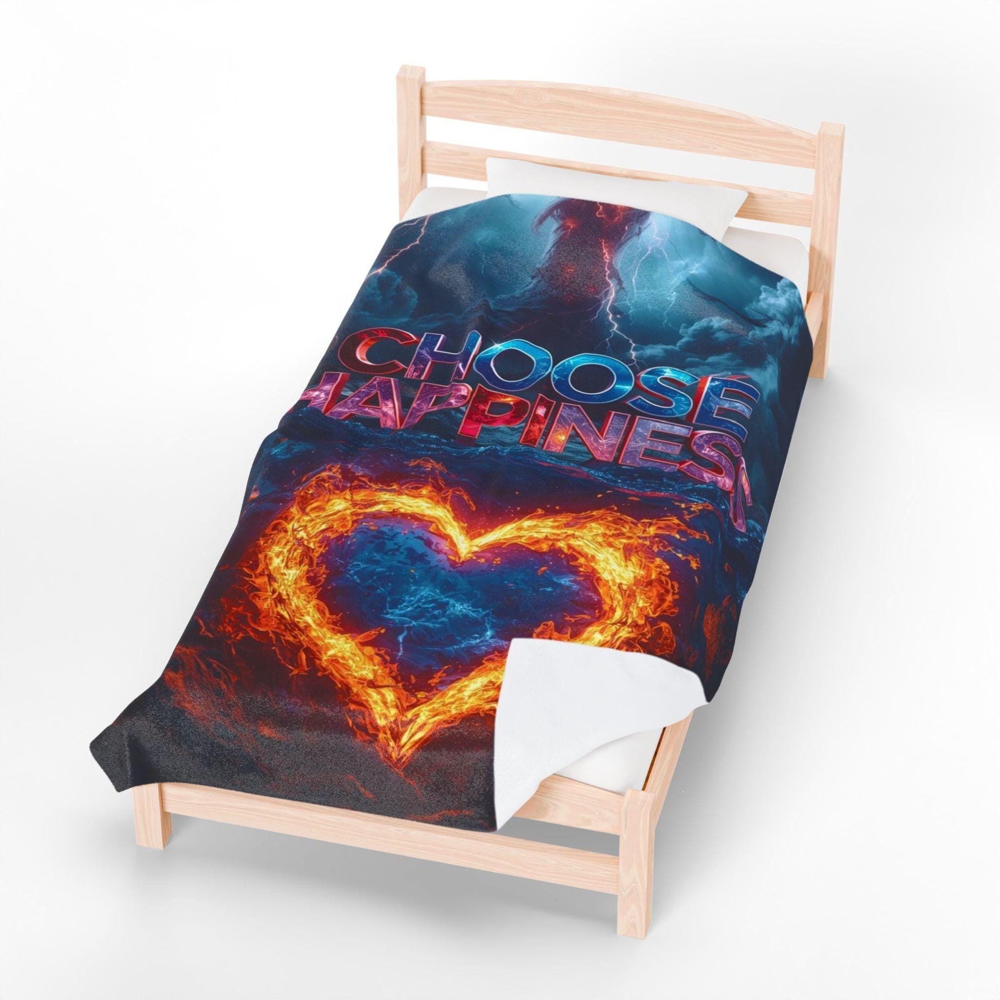 choose happiness Velveteen Plush Blanket