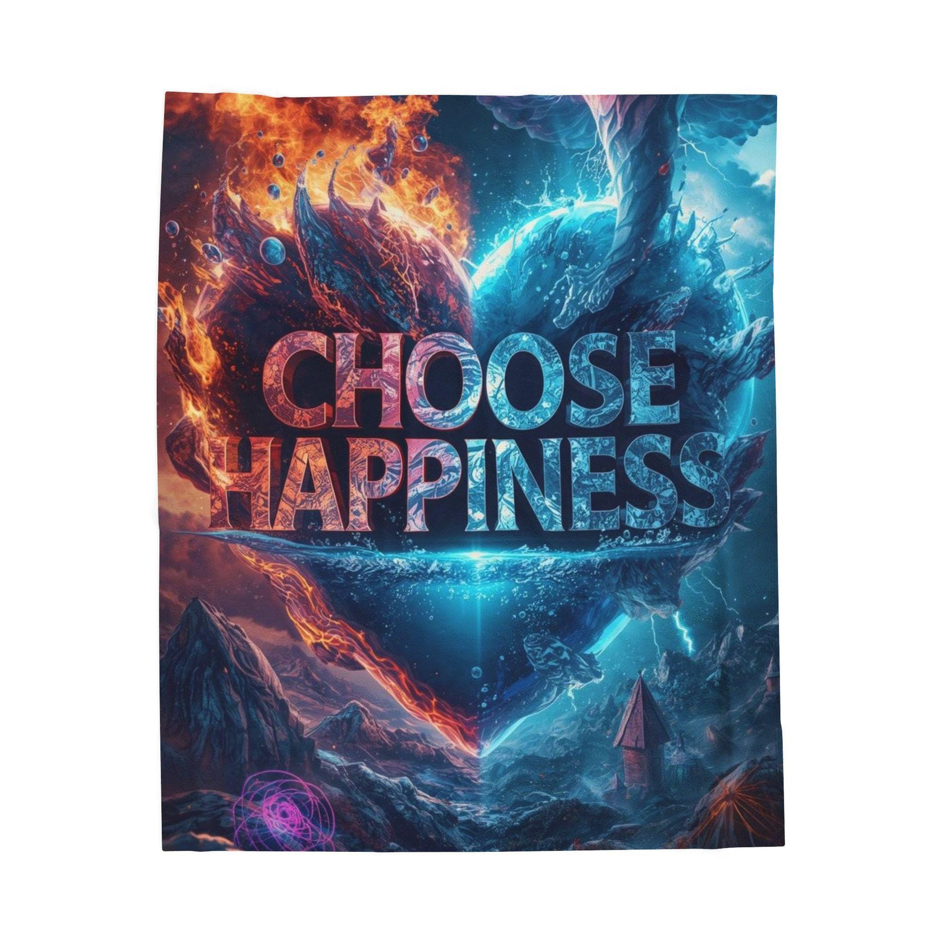 Choose Happiness Velveteen Plush Blanket | Positive Quote Cozy Throw