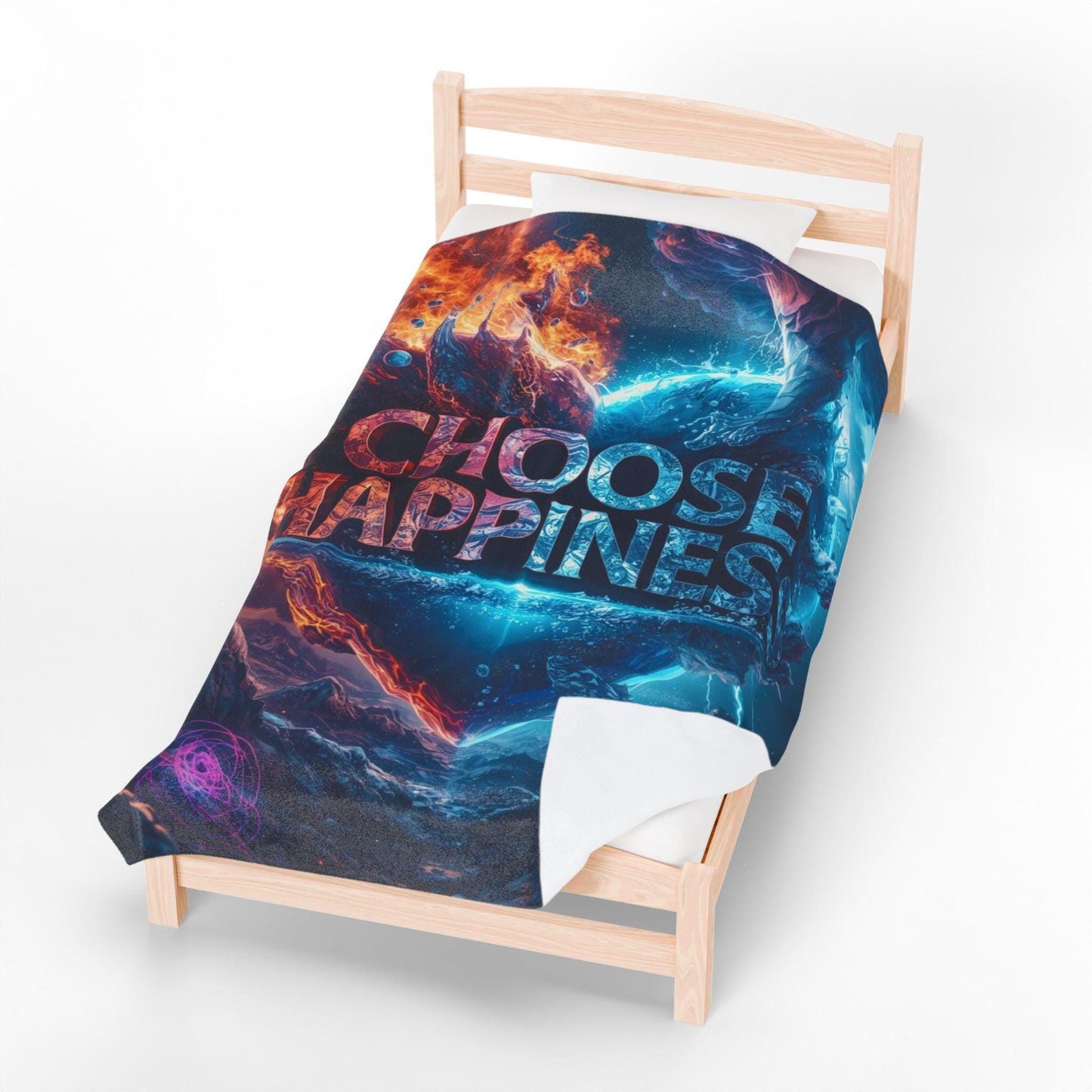 Choose Happiness Velveteen Plush Blanket | Positive Quote Cozy Throw