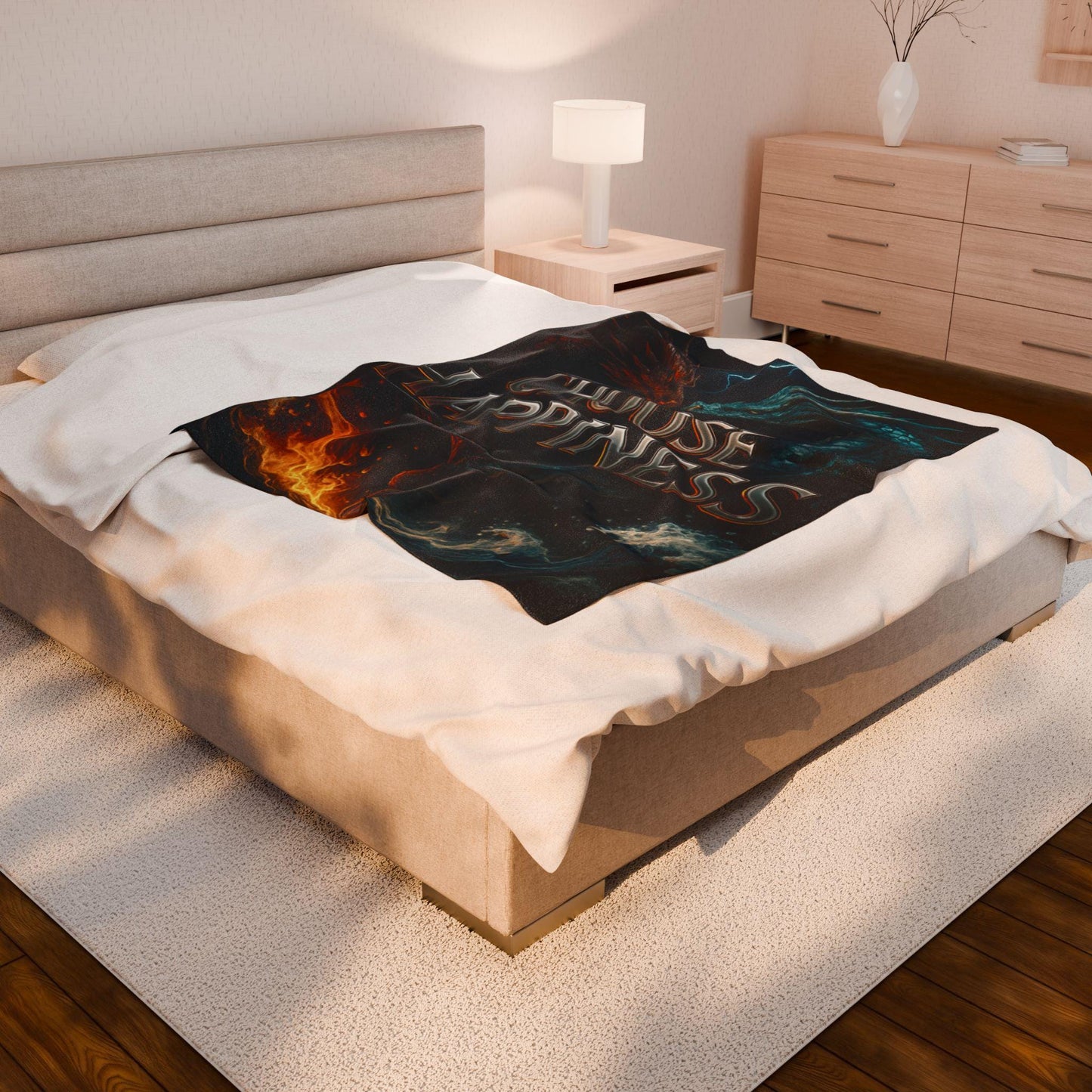 Choose Happiness dragons | fire and ice dragon art velveteen plush blanket