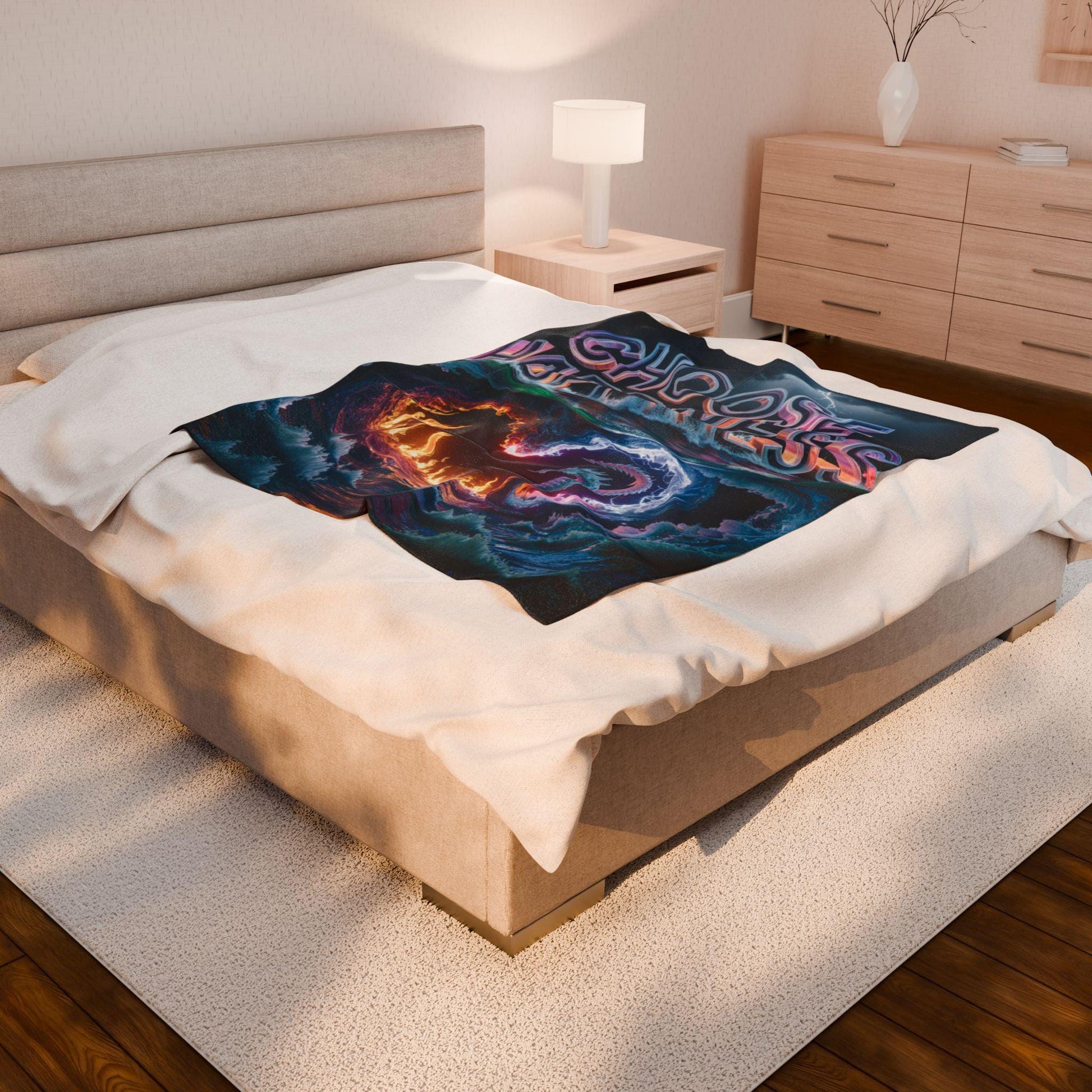 Velveteen Plush Blanket, Choose Happiness, Cozy Throw, Positive Vibes Cover