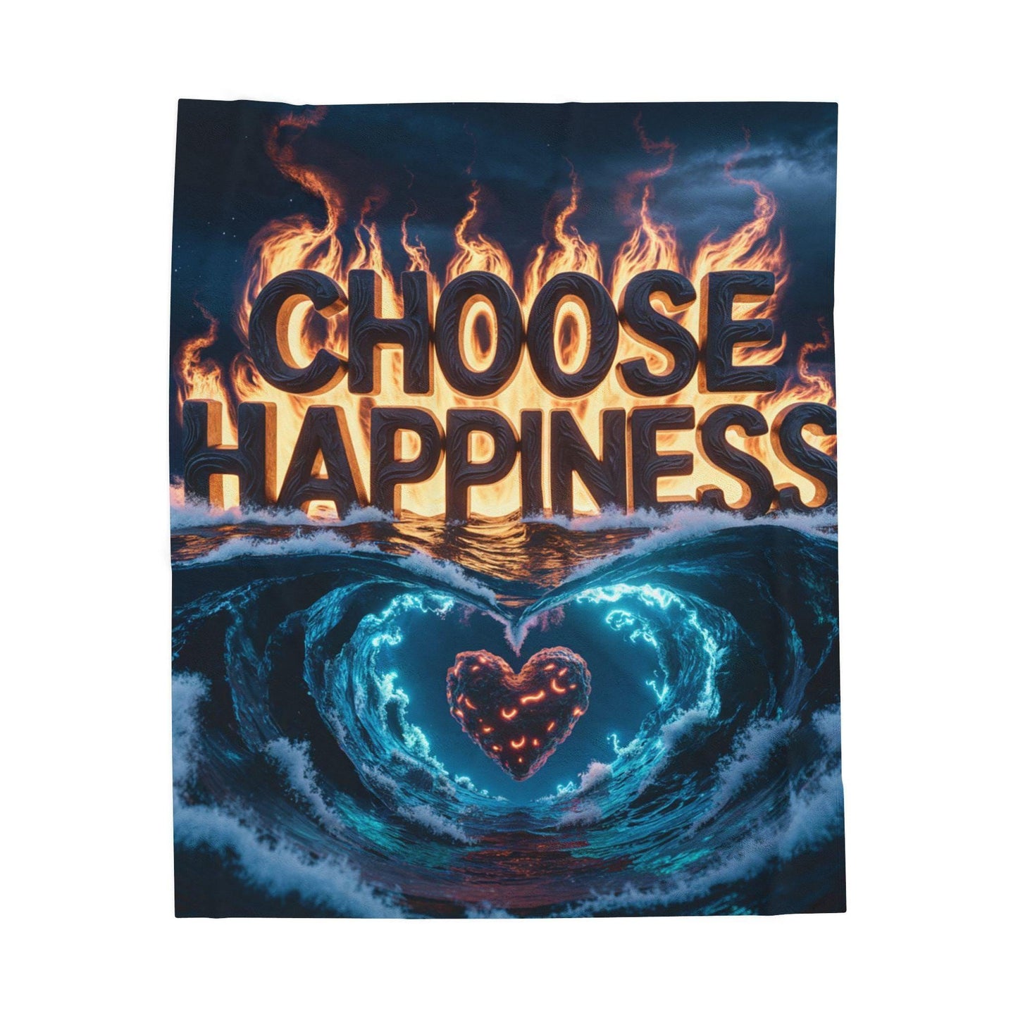 Choose Happiness Velveteen Plush Blanket