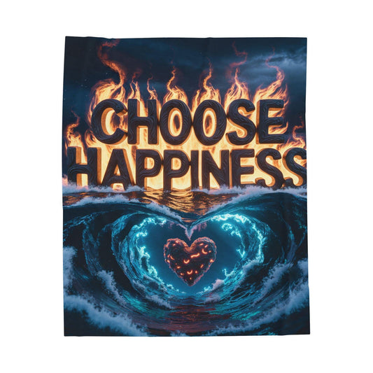 Choose Happiness Velveteen Plush Blanket