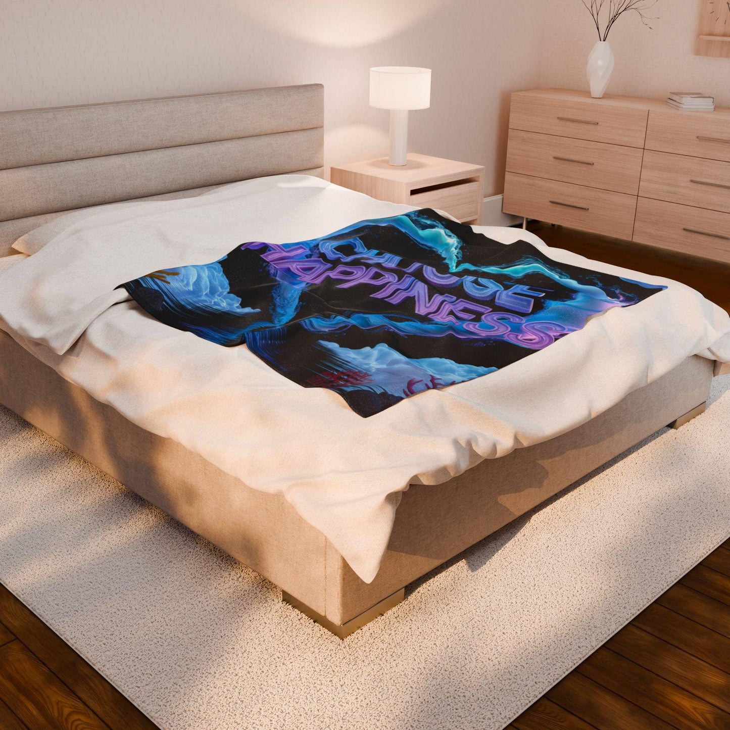Velveteen Plush Blanket, Cozy Throw, Choose Happiness Blanket