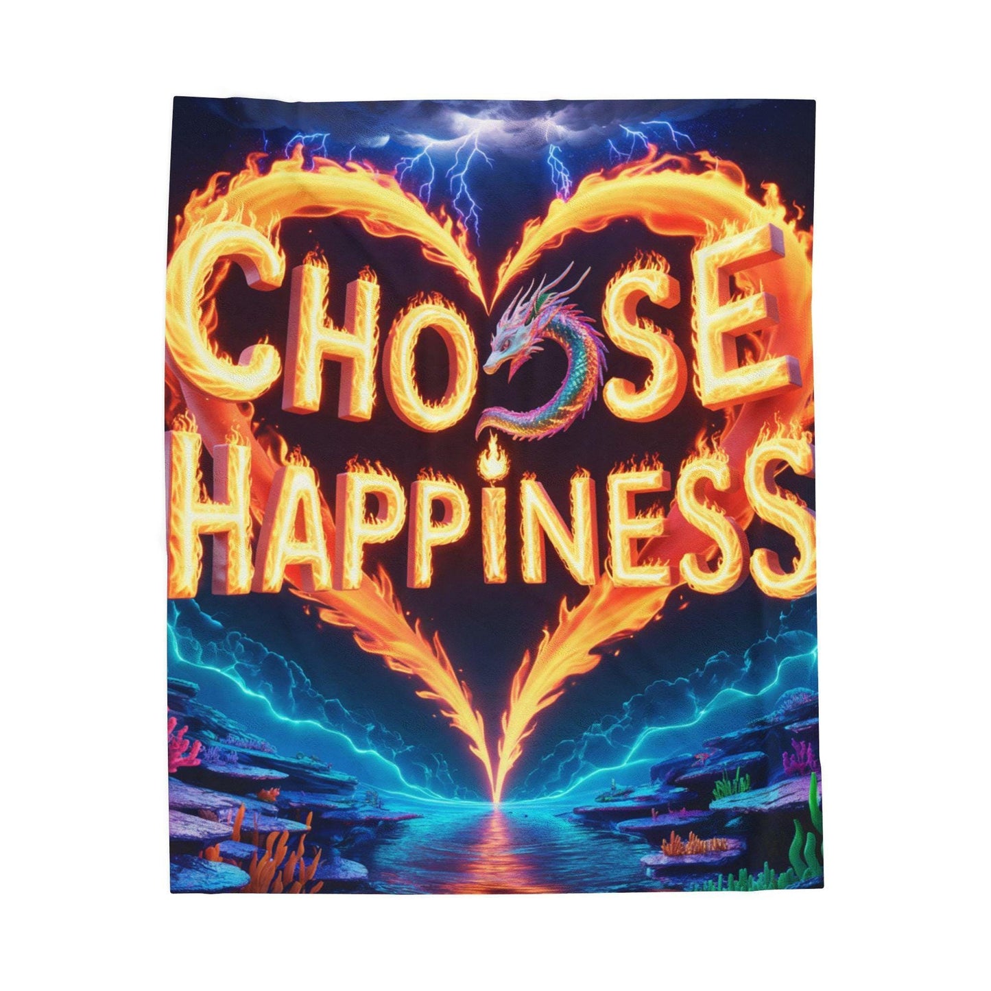 Velveteen Plush Blanket, Choose Happiness, Cozy Throw, Positive Vibes Home Decor, Gift Idea