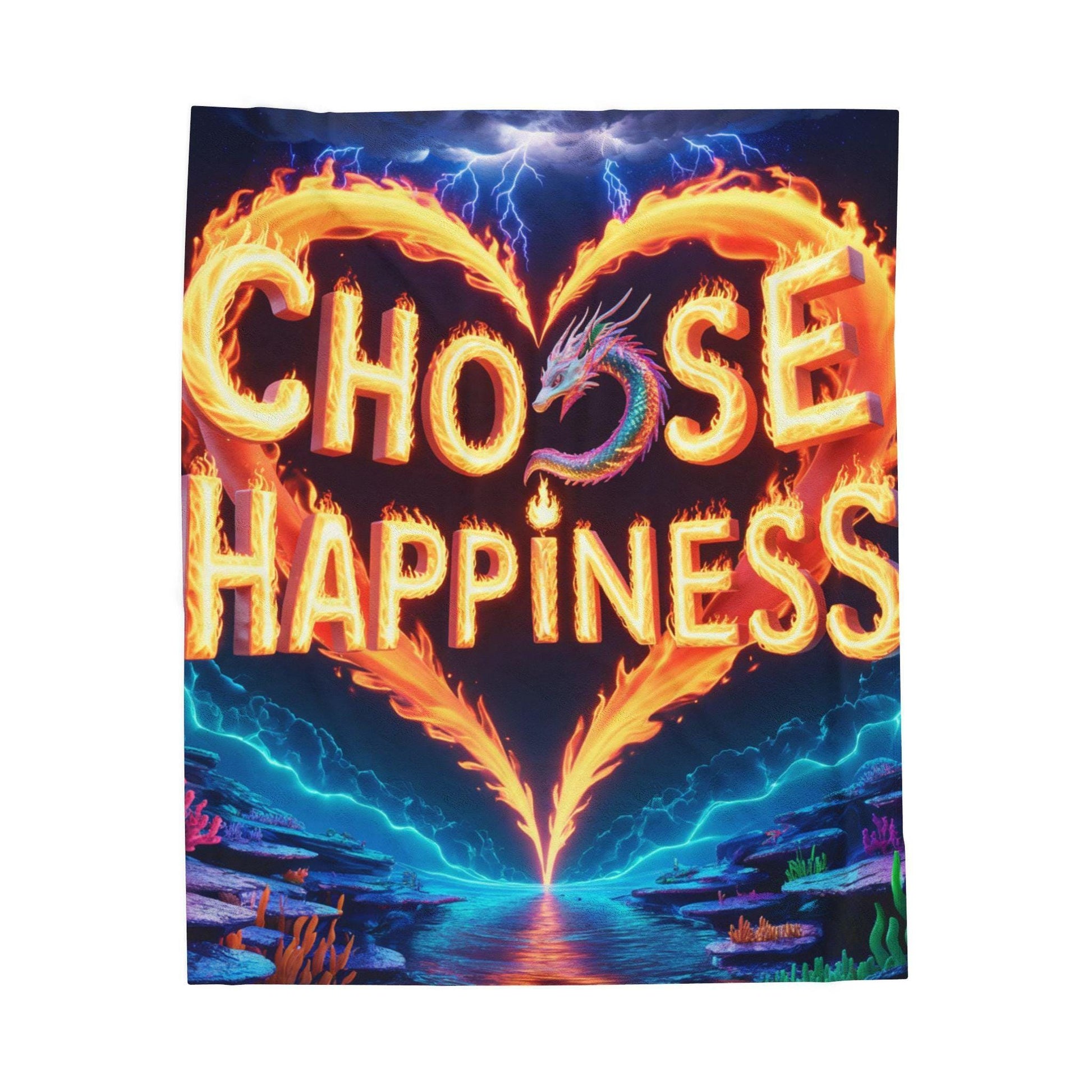 Velveteen Plush Blanket, Choose Happiness, Cozy Throw, Positive Vibes Home Decor, Gift Idea