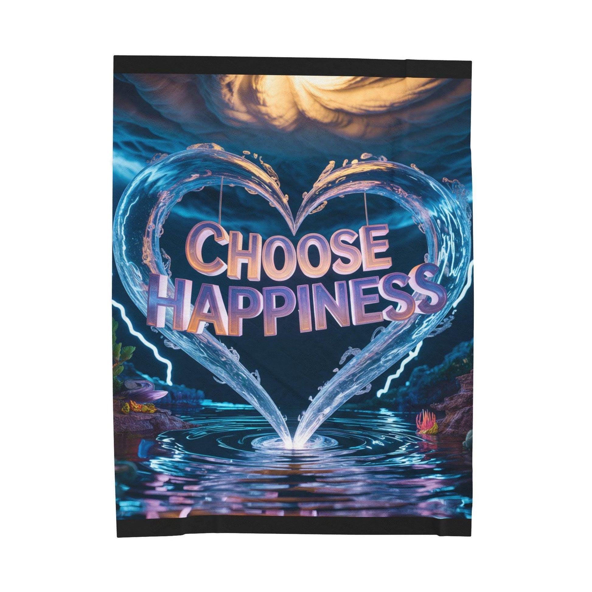 Velveteen Plush Blanket - Choose Happiness, Throw Blanket, Cozy Home Decor, Warm Fleece Blanket